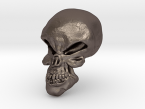 Little Scary Skull in Polished Bronzed Silver Steel