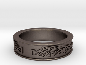Ascskyrim Ring Dragonborn Size 13 Jobulon 3 in Polished Bronzed Silver Steel