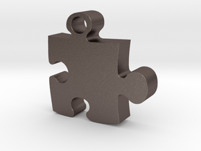 Puzzle piece in Polished Bronzed Silver Steel