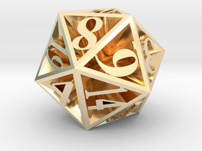 20 Sided Die in 14K Yellow Gold