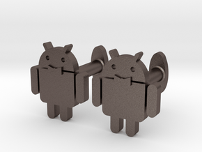 Android-cufflink in Polished Bronzed Silver Steel