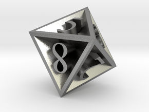 8 Sided Die in Natural Silver