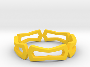 Distorted rectangle pattern Ring Size 10 in Yellow Processed Versatile Plastic