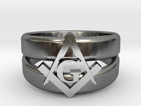 Masonic Ring, Mens size 11.5 in Polished Silver
