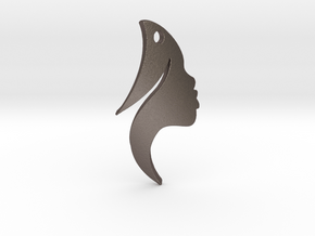 Earing Girl silhouette in Polished Bronzed Silver Steel