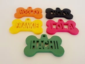 Bone Pet ID Tag - Lucky in Yellow Processed Versatile Plastic