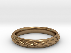 Ring with barbed wire in Natural Brass