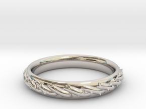 Ring with barbed wire in Rhodium Plated Brass