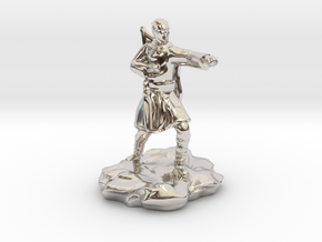 Elf Monk With Bow On Back in Rhodium Plated Brass