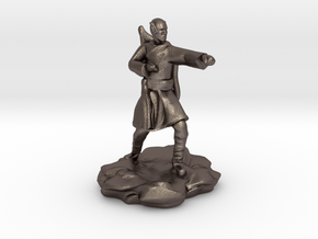 Elf Monk With Bow On Back in Polished Bronzed Silver Steel
