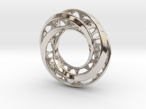 Mobius Ring Pendant v4 *Smaller* in Rhodium Plated Brass