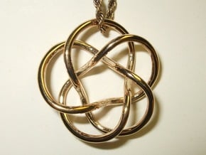 Tubular Torus Knot Pendant in Polished Bronze
