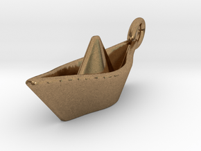 Mini Paperboat Keyring in Natural Brass