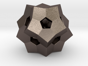 0077 "Dodecaplex" Polytope 120-Cell #002 (5 cm) in Polished Bronzed Silver Steel