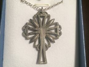 Decorative Cross in Polished Bronzed Silver Steel