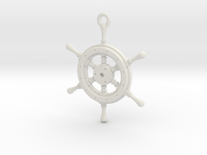 Ship Wheel Pendant in White Natural Versatile Plastic