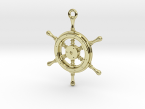 Ship Wheel Pendant in 18K Gold Plated