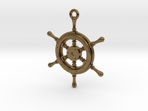 Ship Wheel Pendant in Natural Bronze
