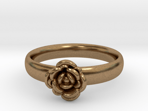 Ring with a rose in Natural Brass