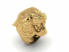 Tiger ring size 7 3/4 in Polished Gold Steel