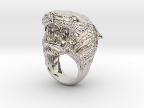 Tiger ring size 7 3/4 in Rhodium Plated Brass