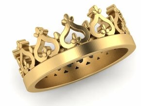 Crown ring in Polished Gold Steel