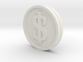 €/$ Coin - Euro Dollar Coin in White Natural Versatile Plastic