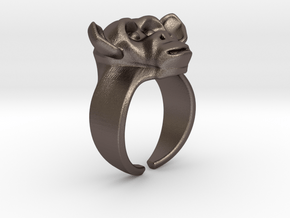 Chimpanzee Ring in Polished Bronzed Silver Steel