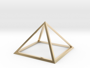 3D Wireframe Pyramid in 14k Gold Plated Brass