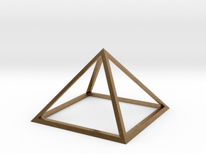 3D Wireframe Pyramid in Natural Brass