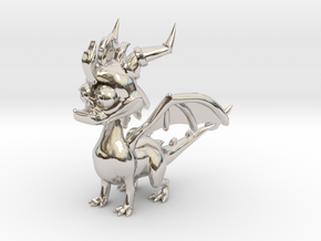 Spyro the Dragon - 5cm Tall in Rhodium Plated Brass