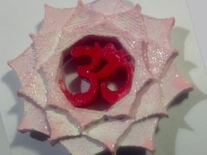 Lotus Om Button in White Natural Versatile Plastic