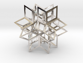 Rhombic Hexecontahedron, Open in Rhodium Plated Brass