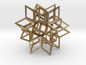 Rhombic Hexecontahedron, Open in Polished Gold Steel