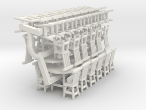 Rustic Chairs, Tables and Bar Stools HO Scale in White Natural Versatile Plastic