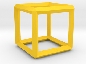 Cube wireframe in Yellow Processed Versatile Plastic