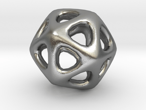 Icosahedron - 2.3cm in Natural Silver
