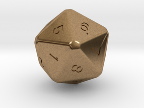 D20 dice in Natural Brass