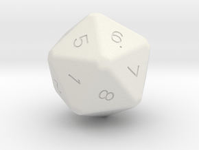 D20 dice in White Natural Versatile Plastic
