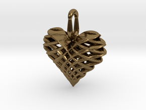 Heart Pendant Dual Twist Small in Polished Bronze