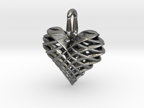 Heart Pendant Dual Twist Small in Polished Silver