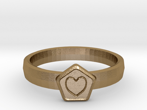 3D Printed Bond What You Love Ring Size 7  in Polished Gold Steel