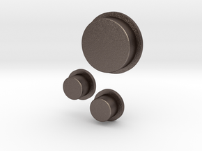 Buttons in Polished Bronzed Silver Steel