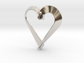 Heart Shaped Pendant in Rhodium Plated Brass