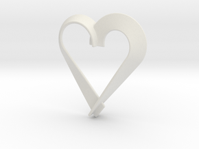 Heart Shaped Pendant in White Natural Versatile Plastic