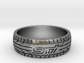 Subaru STI ring - 24 mm (US size 15) in Natural Silver