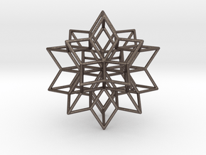 Rhombic Hexecontahedron, 1.65mm round struts in Polished Bronzed Silver Steel