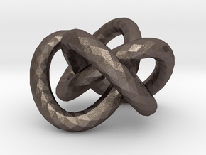 Triple Faceted Torus Knot in Polished Bronzed Silver Steel