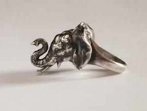 Elephant Ring in Natural Silver: 6 / 51.5