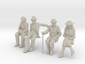 4 seated Low Res 1/32nd Scale figures in Natural Sandstone